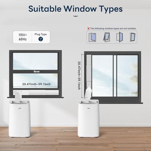 DuraComfort Portable Air Conditioner, 12000 BTU(ASHRAE) /8150 BTU (SACC) Smart AC Unit, Built-in Dehumidifier and Fan Modes, Mobile App, Cools up to 350 Sq.Ft, White