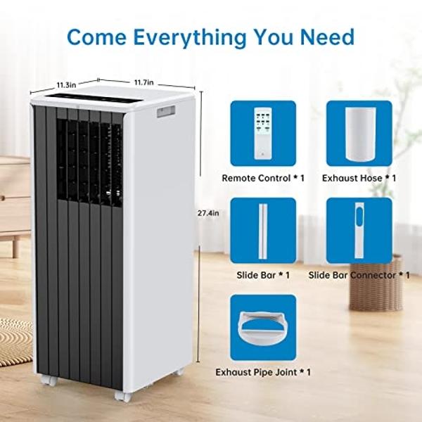 TOSOT Portable Air Conditioner 12,000 BTU Aolis Series-AC Unit with Swing Function, Remote Control, 3-in-1, Fan, and Dehumidifier for Large, Living Rooms Up to 450 sq ft, White