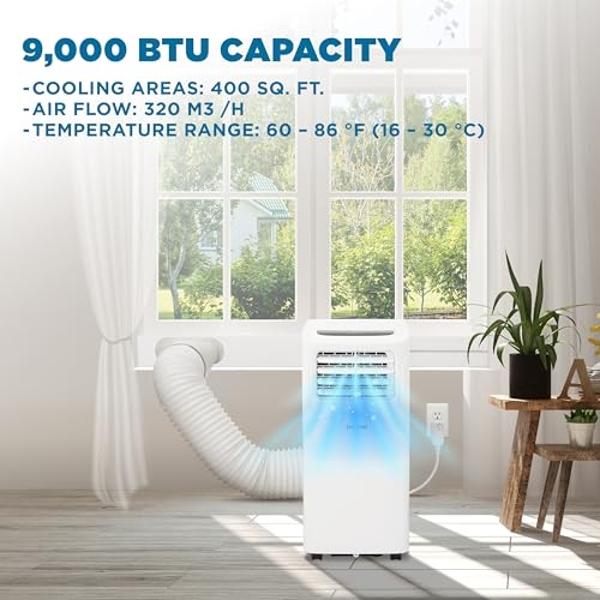 Ivation 9000 BTU Compact Portable Air Conditioner, Smallest AC Unit with Powerful Cooling, Multi-Speed Fan, Dehumidifier, Sleep Mode, Built-In Timer, Remote Control, Washable Filte