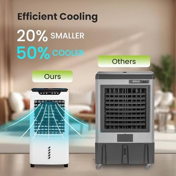 Gorilla Gadgets Powerful Swamp Cooler 5300 CFM, 7 Gallons Water Tank, Portable Indoor Evaporative Air Cooler, Remote Included, Swing Mode, Modern Design, 3 Speeds (LBW-6500RC)