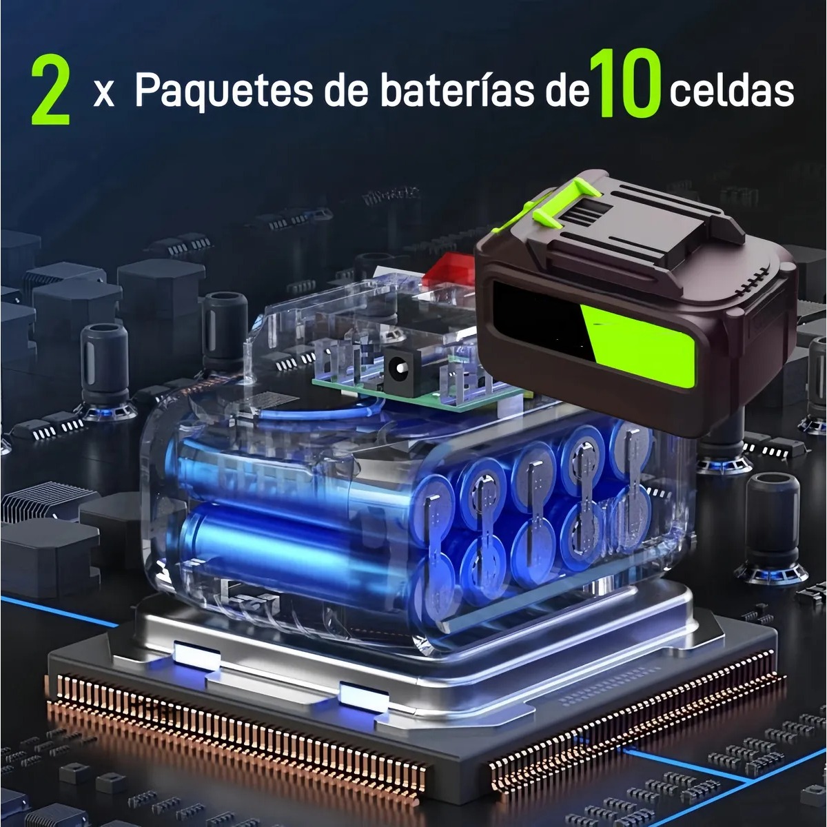 Soplador De Aire Inalámbrico Eléctrica 21v 600w 2 Batería