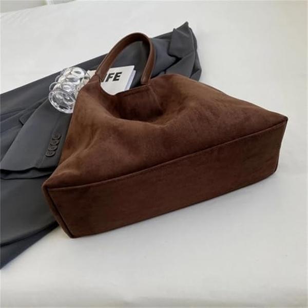 VFUX Suede Bag Suede Tote Bags for Women Work Bags, Slouchy Bag Hobo Handbag, Office Fall Suede Purse Shoulder Bag (Coffee)