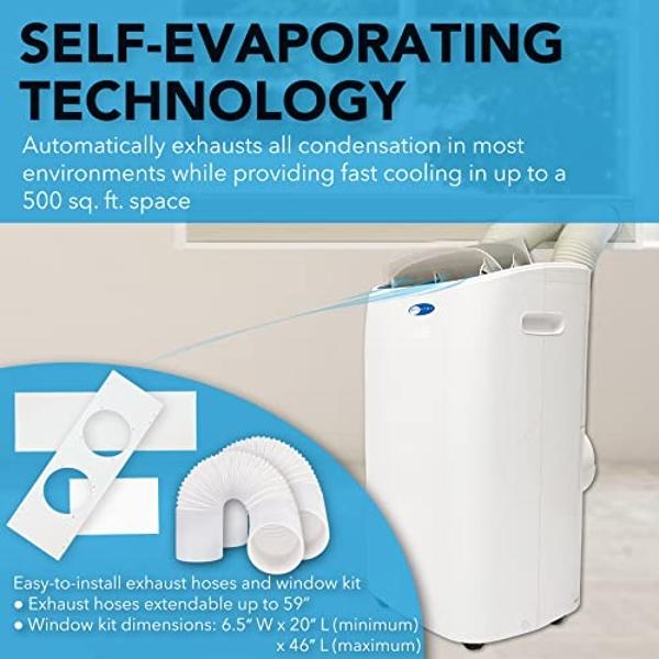 Whynter 14,000 White ARC-147WF (10,000 BTU SACC) Dual Hose Cooling Portable Air Conditioner, Dehumidifier, and Fan with Remote Control, up to 500 sq ft