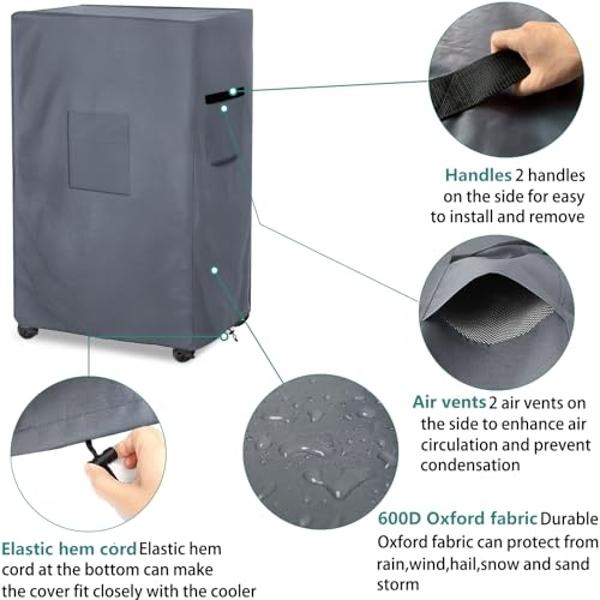 AIickwang Evaporative Cooler Cover for Hessaire MC26A Evaporative Cooler,Outdoor Heavy Duty 600D Waterproof Swamp Cooler Cover,21"L x 15"W x 32"H,Grey