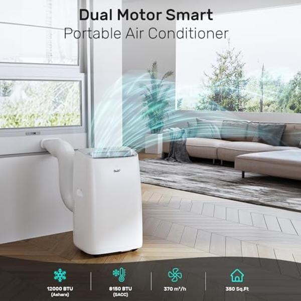 DuraComfort Portable Air Conditioners,12,000 BTU/8000 BTU (SACC) Dual Motors AC With APP for Quite,Cooling Up to 450 Sq.Ft,with Dehumidifier, Fan, Window Kit for Easy Installation,