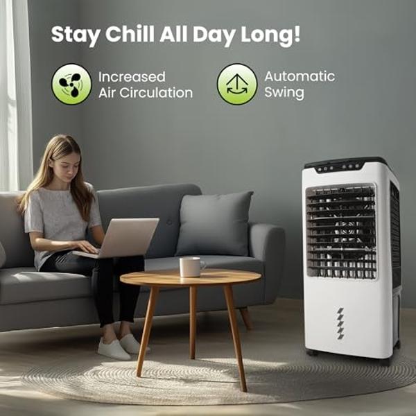 Gorilla Gadgets Powerful Swamp Cooler 5300 CFM, 7 Gallons Water Tank, Portable Indoor Evaporative Air Cooler, Remote Included, Swing Mode, Modern Design, 3 Speeds (LBW-6500RC)