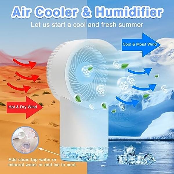 Portable Air Conditioner Fan,400ml Mini Evaporative Air Cooler Fan with 3 Wind Speed,Personal AC Fan for Office Home Camping,Quiet Air Cooling Fan with Night Lights