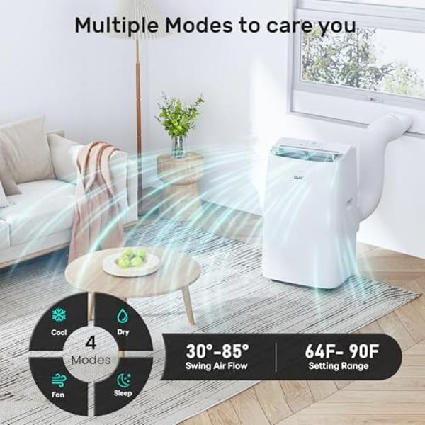 DuraComfort Portable Air Conditioners,12,000 BTU/8000 BTU (SACC) Dual Motors AC With APP for Quite,Cooling Up to 450 Sq.Ft,with Dehumidifier, Fan, Window Kit for Easy Installation,