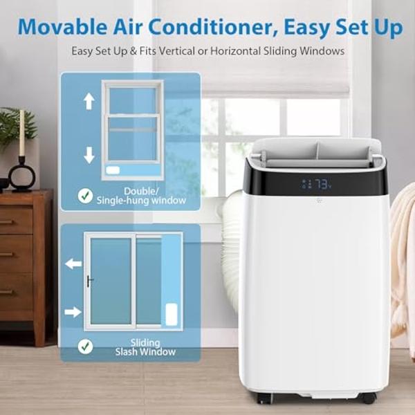 Electactic 10000 BTUs Portable Air Conditioners with Cooling, Fan, Sleep Mode, Dehumidifier, 4-IN-1 Portable AC with 24H Timer, Remote Control, Window Kit