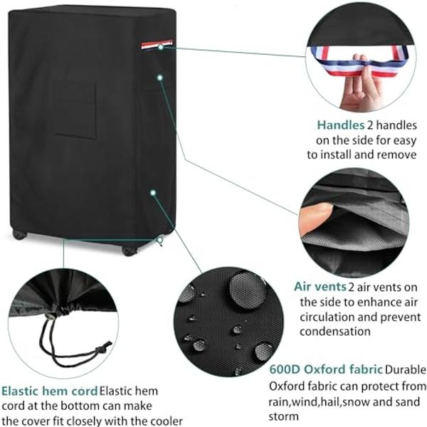 Alickwang Evaporative Cooler Cover for Hessaire MC37M MC37V Evaporative Cooler,Outdoor Heavy Duty 600D Waterproof Swamp Cooler Cover,25"L x 18"W x 37"H,Black