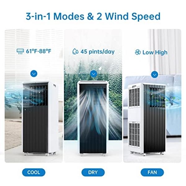Whynter ARC-148MHP 14,000 BTU Portable Air Conditioner and 10,000 BTU Portable Air Heater with Dehumidifier and Fan for 500 Square Foot Rooms, White