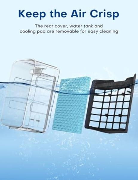 CENSTECH 4-IN-1 Portable Air Conditioners, Evaporative Air Cooler w/4 Modes & 3 Speeds, 15H Timer for Smart Auto-off, 2-Gal Tank for 20H Cooling,17FT Remote,No Hose Needed,120°Osci