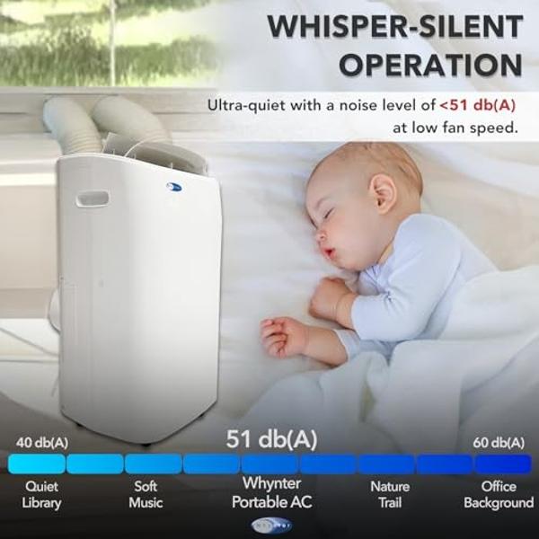 Whynter 14,000 White ARC-147WF (10,000 BTU SACC) Dual Hose Cooling Portable Air Conditioner, Dehumidifier, and Fan with Remote Control, up to 500 sq ft