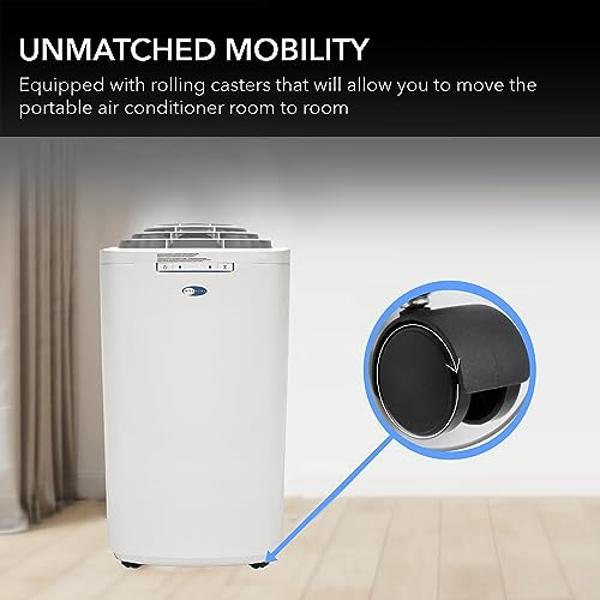 Whynter ARC-110WD 11,000 BTU (5,900 BTU SACC) Portable Air Conditioner with Dehumidifier and Fan for Rooms Up to 350 Sq Ft, Includes and Storage Bag, White