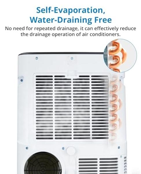 Takywep 14,000 BTUs Portable Air Conditioner - Cools Up to 700 Sq.Ft, 3-IN-1 Energy Efficient AC Unit with Remote Control & Installation Kits for Large Room, Campervan, Office, Tem