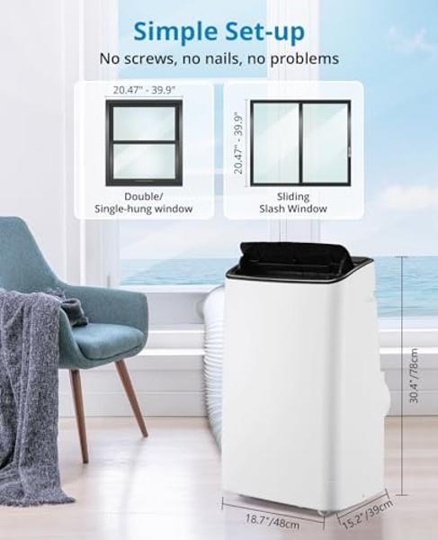Takywep 14,000 BTUs Portable Air Conditioner - Cools Up to 700 Sq.Ft, 3-IN-1 Energy Efficient AC Unit with Remote Control & Installation Kits for Large Room, Campervan, Office, Tem