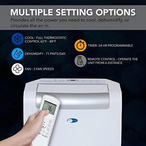 Whynter ARC-148MHP 14,000 BTU Portable Air Conditioner and 10,000 BTU Portable Air Heater with Dehumidifier and Fan for 500 Square Foot Rooms, White