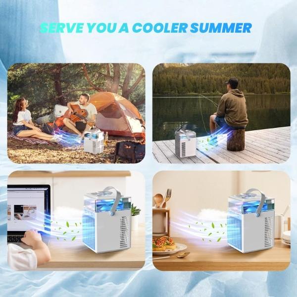 Portable Air Conditioner Fan,400ml Mini Evaporative Air Cooler Fan with 3 Wind Speed,Personal AC Fan for Office Home Camping,Quiet Air Cooling Fan with Night Lights