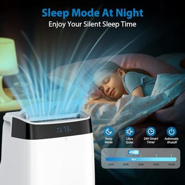 10,000BTU Air Conditioner Portable for Room up to 450 Sq. Ft. with 3 Speed Fan, Dehumidifier Mode, 24H Timer Function, Portable AC Unit with Remote Control