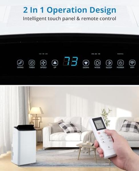 Takywep 14,000 BTUs Portable Air Conditioner - Cools Up to 700 Sq.Ft, 3-IN-1 Energy Efficient AC Unit with Remote Control & Installation Kits for Large Room, Campervan, Office, Tem
