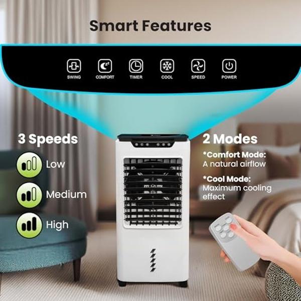 Gorilla Gadgets Powerful Swamp Cooler 5300 CFM, 7 Gallons Water Tank, Portable Indoor Evaporative Air Cooler, Remote Included, Swing Mode, Modern Design, 3 Speeds (LBW-6500RC)