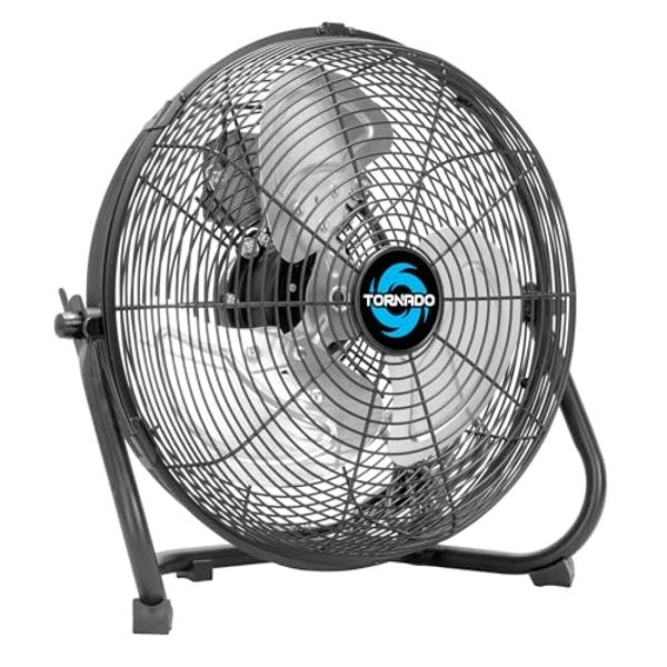 iLiving 18" Rechargeable Battery Operated Camping Floor Fan, High Velocity Portable Outdoor Fan with Metal Blade, With Built-in Lithium Battery for Whole Day Usage, 18 Inches, Mili