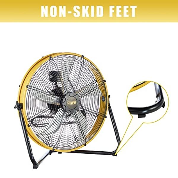 HiCFM 6300 CFM 20 inch Heavy Duty Shroud Fan with IP44 Enclosed Powerful 1/4 Motor, High Velocity Air Circulator for Workshop, Garage, Commercial or Industrial rooms - UL Safety Li
