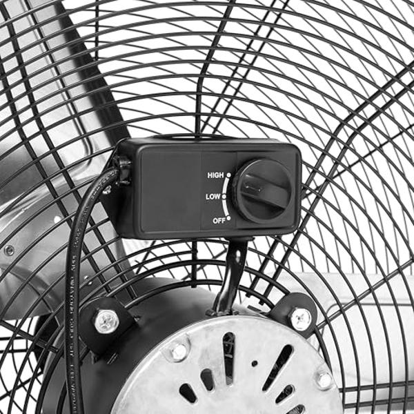 Amazon Basics 30" 300W High-Velocity, Heavy-Duty Industrial Fan, Drum Fan, with UL-Certified Safety Compliance, 2 Speeds, Up to 12,480 CFM, 5.9-ft Power Cord, 2 Wheels, Metal Housi