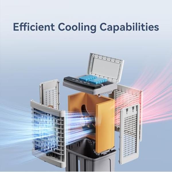 Evaporative Air Cooler, 3-IN-1 Portable Air Conditioners with 2353 CFM, Swamp Cooler with 9.2 Gallon Water Tank, Remote & Touch Control, 90°+120° Oscillation, Air Coolong Fan for O