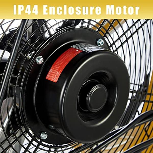 HiCFM 6300 CFM 20 inch Heavy Duty Shroud Fan with IP44 Enclosed Powerful 1/4 Motor, High Velocity Air Circulator for Workshop, Garage, Commercial or Industrial rooms - UL Safety Li