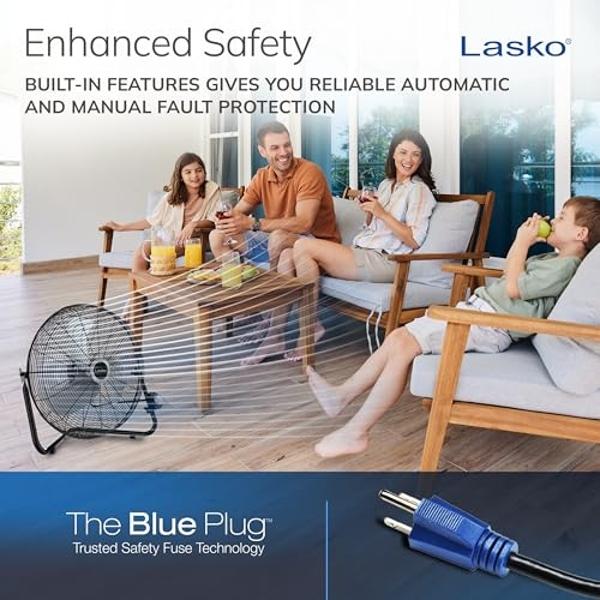 Lasko 20" Black High Velocity Wall Mount Fan with Pivoting Head - 3 Speeds, Ideal Wall Mount Fan or Floor Fans for Home, Garage, Attic, 2264QM