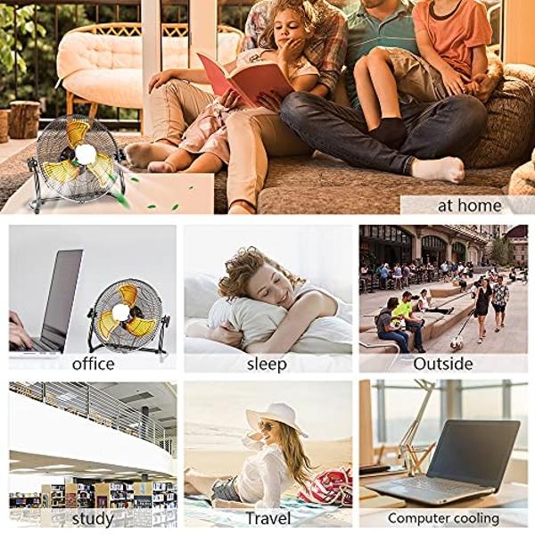 lcocove Battery Operated Fan, Portable Fan Runs 5-24 Hours, Rechargeable for Camping, Patio, Fishing, Battery Powered with USB Output