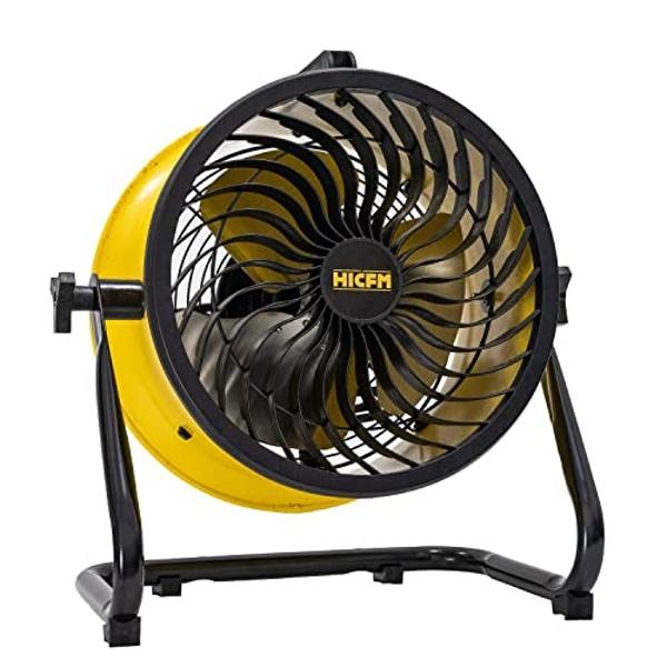 HiCFM 10" High-velocity Drum Air Circulator Fan 1200 CFM Large Airflow Turbo Shop Floor Fan with 360-degree Pivoting Head, 3-speed 1/12 HP Motor
