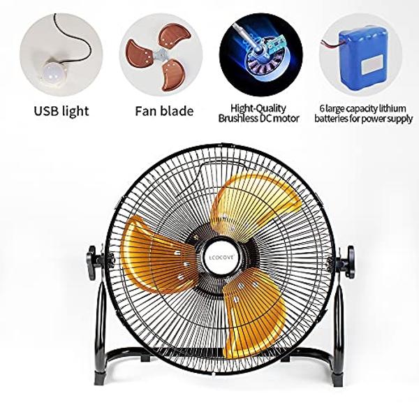 lcocove Battery Operated Fan, Portable Fan Runs 5-24 Hours, Rechargeable for Camping, Patio, Fishing, Battery Powered with USB Output