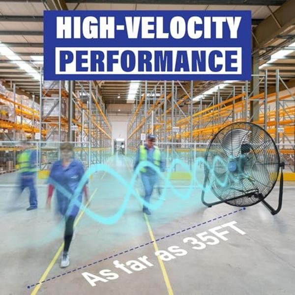 iLIVING 20 Inch 5800 CFM High Velocity Heavy Duty Metal Floor Wall Fan, For Office, Commercial, Workstation, Greenhouse, Garage, Shop Attic Use, Black, UL Listed