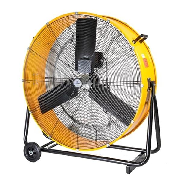 XPOWER FC-300 Heavy Duty Industrial High Velocity Whole Room Air Mover Air Circulator Utility Shop Floor Fan, Variable Speed, Timer, 14 inch, 2100 CFM, Black, Blue