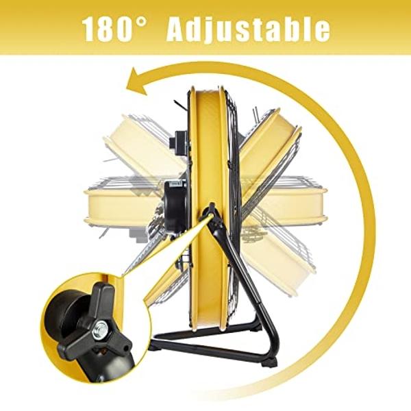 HiCFM 6300 CFM 20 inch Heavy Duty Shroud Fan with IP44 Enclosed Powerful 1/4 Motor, High Velocity Air Circulator for Workshop, Garage, Commercial or Industrial rooms - UL Safety Li