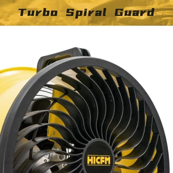 HiCFM 10" High-velocity Drum Air Circulator Fan 1200 CFM Large Airflow Turbo Shop Floor Fan with 360-degree Pivoting Head, 3-speed 1/12 HP Motor