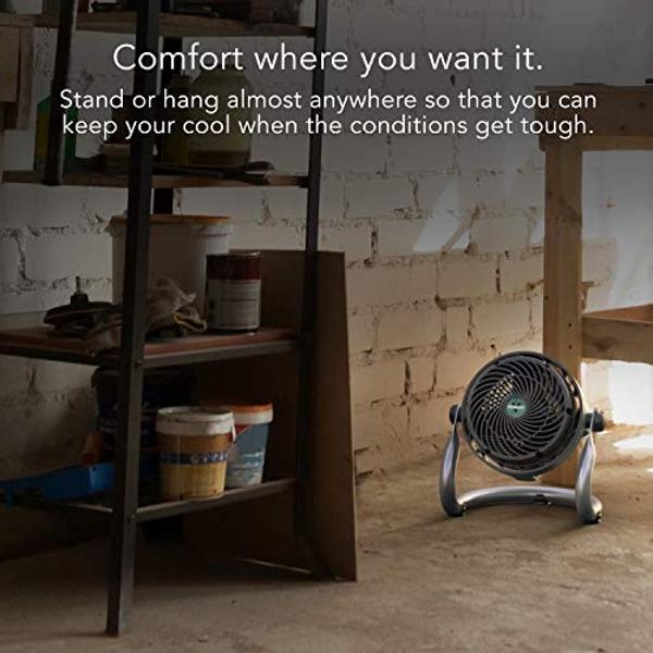 Vornado EXO51 Small Heavy Duty Air Circulator, 3-Speed High Velocity Shop Fan, Dustproof and Water-Resistant Powerful Motor, Industrial High Impact Case, Green