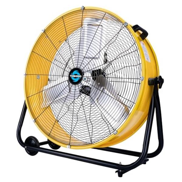 Tornado 24" Metal Drum Fan - High Velocity, 8540 CFM, 3-Speed, Heavy Duty for Industrial & Commercial Use, 1/3 HP Motor, 8 FT Cord, UL Listed