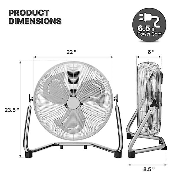HiCFM 16" High-velocity Drum Air Circulator Fan 2800 CFM Large Airflow Turbo Shop Floor Fan with 360-degree Pivoting Head, 3-speed 1/4 HP Motor