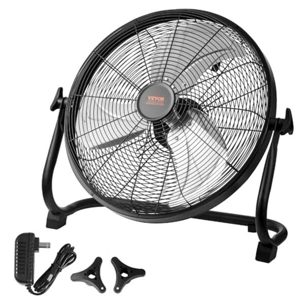 Simple Deluxe 20” Box Fan, 3-Speed Cooling Floor Fan with Aerodynamic Shaped Fan Blades, Convenient Carry Handle and Safety Grills, Black