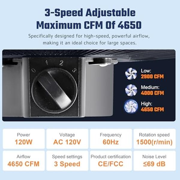 Xcity 20 Inch Industrial Floor Fan, 3-speed High Velocity Heavy-Duty Standing Fan, 180°Adjustable Tilt, Metal Construction and Aluminum Blades for Warehouse, Workshop, Factory, Gar