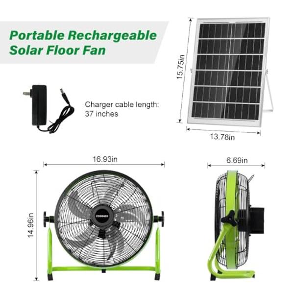 Tech Drive High Velocity Floor Fan,12 inch Heavy Duty Metal Industrial Fans,3 Powerful Speed,360° Adjustable Tilting and All Metal Construction, Black