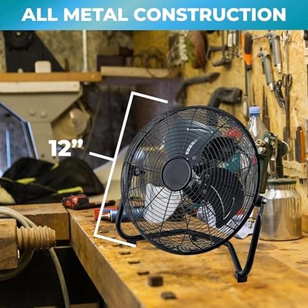 Xcity 20 Inch Industrial Floor Fan, 3-speed High Velocity Heavy-Duty Standing Fan, 180°Adjustable Tilt, Metal Construction and Aluminum Blades for Warehouse, Workshop, Factory, Gar