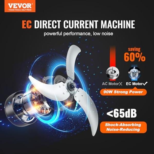 VEVOR 24" Industrial Drum Fan, 8900 CFM High Velocity Shop Fan with Stepless Speed Control, 360° Adjustable Tilt, Heavy Duty Floor Fan for Warehouse, Workshop, Commercial Use, 5ft 