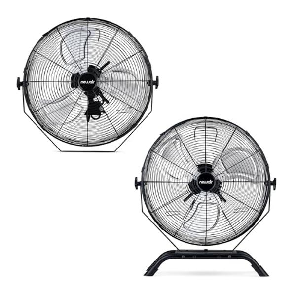 NewAir 18” Outdoor Rated 2-in-1 High Velocity Floor or Wall Mounted Fan with 3 Fan Speeds and Adjustable Tilt Head, NIF18CBK00
