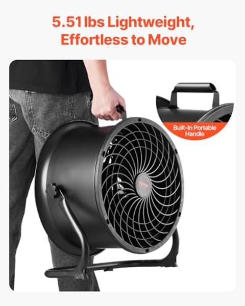 VEVOR High-velocity Drum Air Circulator Fan, 3 Speeds 14 Inch Industrial Fan, 2520 CFM 360° Adjustable Floor Fan, for Home, Gym, Office, Garage, Commercial Shop & Bedroom