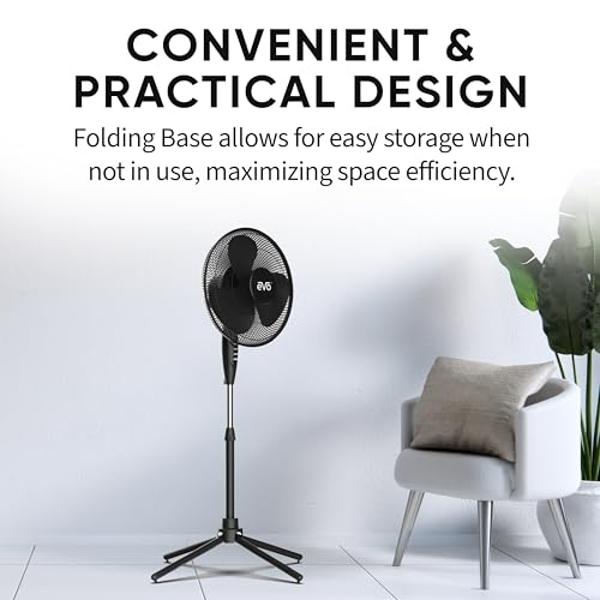 EVO 16" Aromatherapy Stand Fan – Powerful Cooling, Aroma Therapy Compatible, and Easy Assembly