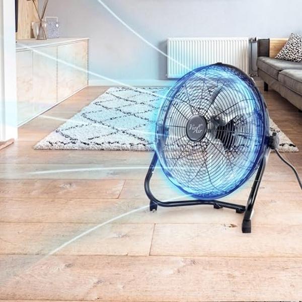 Tech Drive High Velocity Floor Fan,18 inch Heavy Duty Metal Industrial Fans,3 Powerful Speed,360° Adjustable Tilting and All Metal Construction, Black